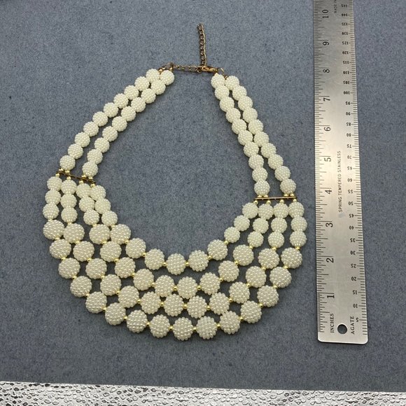 Statement Necklace Beaded Pearl Cluster Bib Multistrand Glam Copper Gold - Picture 9 of 10